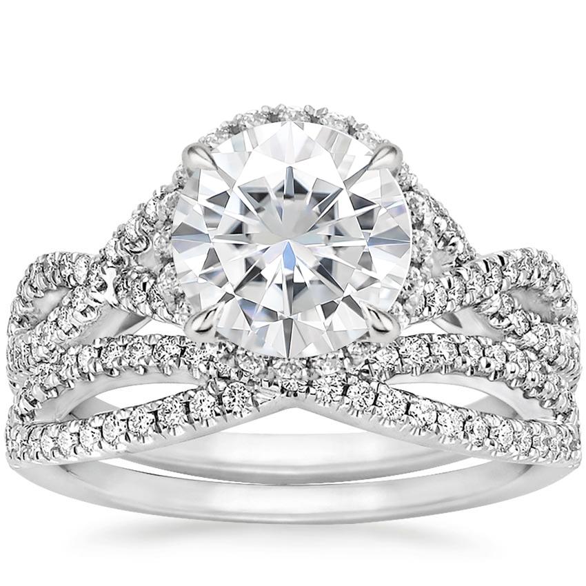 18KW Moissanite Entwined Halo Diamond Bridal Set (1/2 ct. tw.), top view