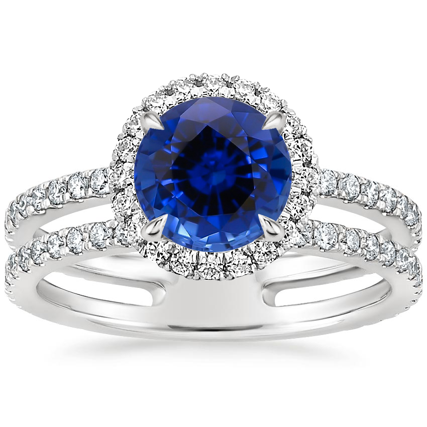 Sapphire Linnia Halo Diamond Ring (2/3 ct. tw.) in Platinum
