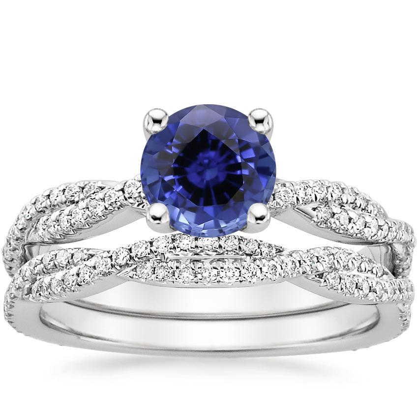 18KW Sapphire Petite Luxe Twisted Vine Bridal Set (1/2 ct. tw.), top view