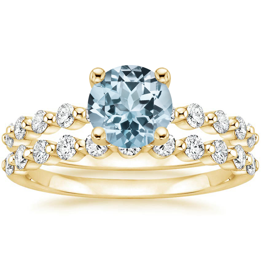 18KY Aquamarine Marseille Diamond Bridal Set (1/2 ct. tw.), top view