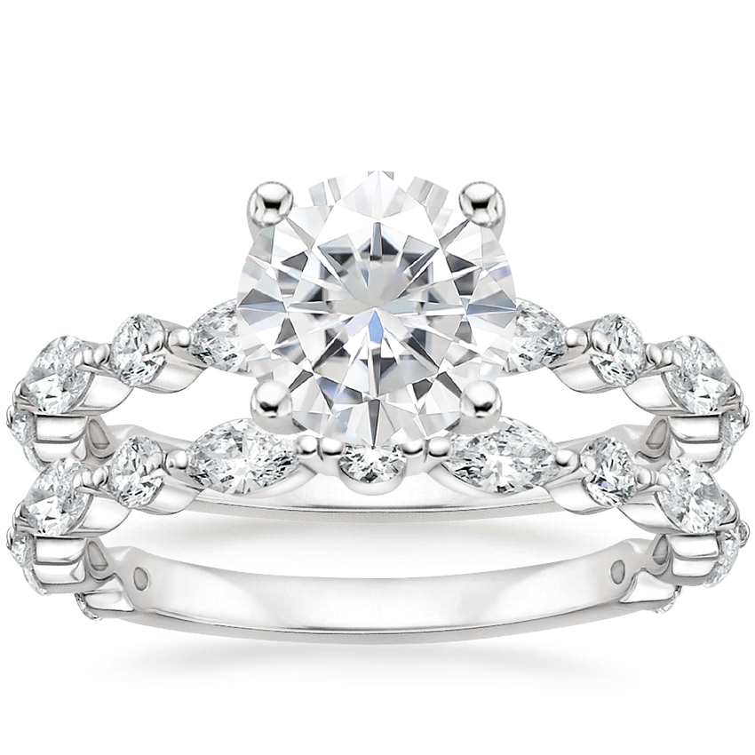 18KW Moissanite Luxe Versailles Diamond Bridal Set, top view