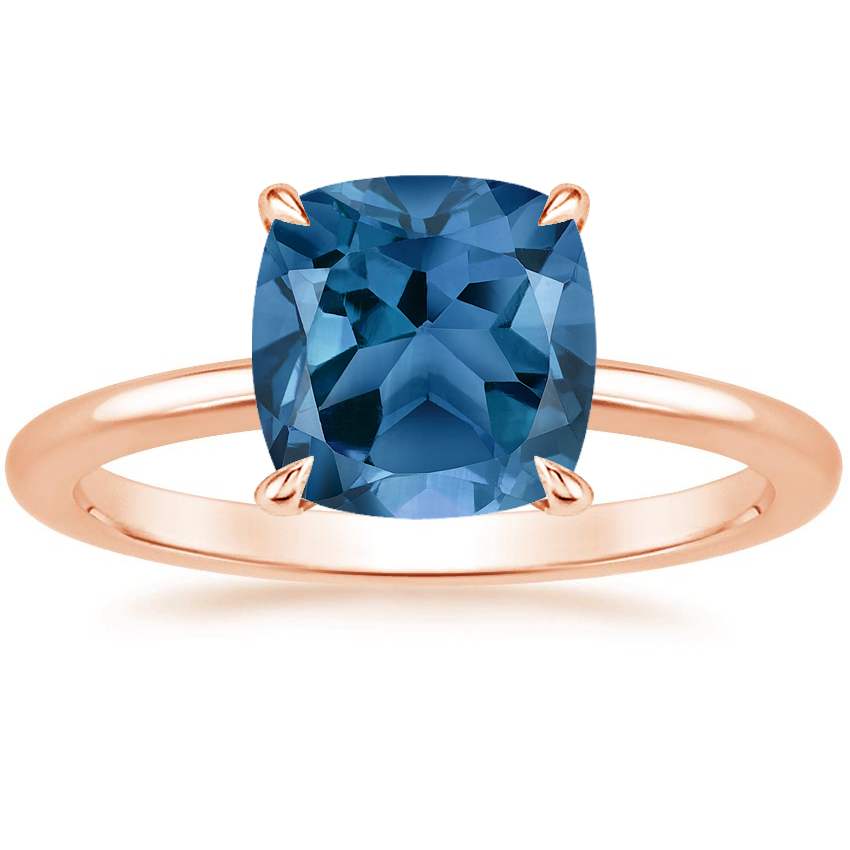 14K Rose Gold Secret Halo Diamond Ring, large top view