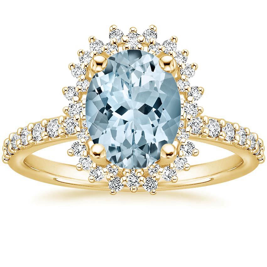 Yellow Gold Aquamarine Twilight Diamond Ring