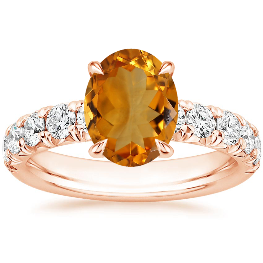 14K Rose Gold Ellora Half Coverage Diamond Ring, large top view
