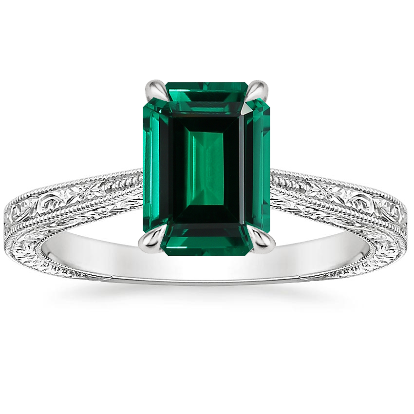 Platinum Elsie Engraved Ring, large top view