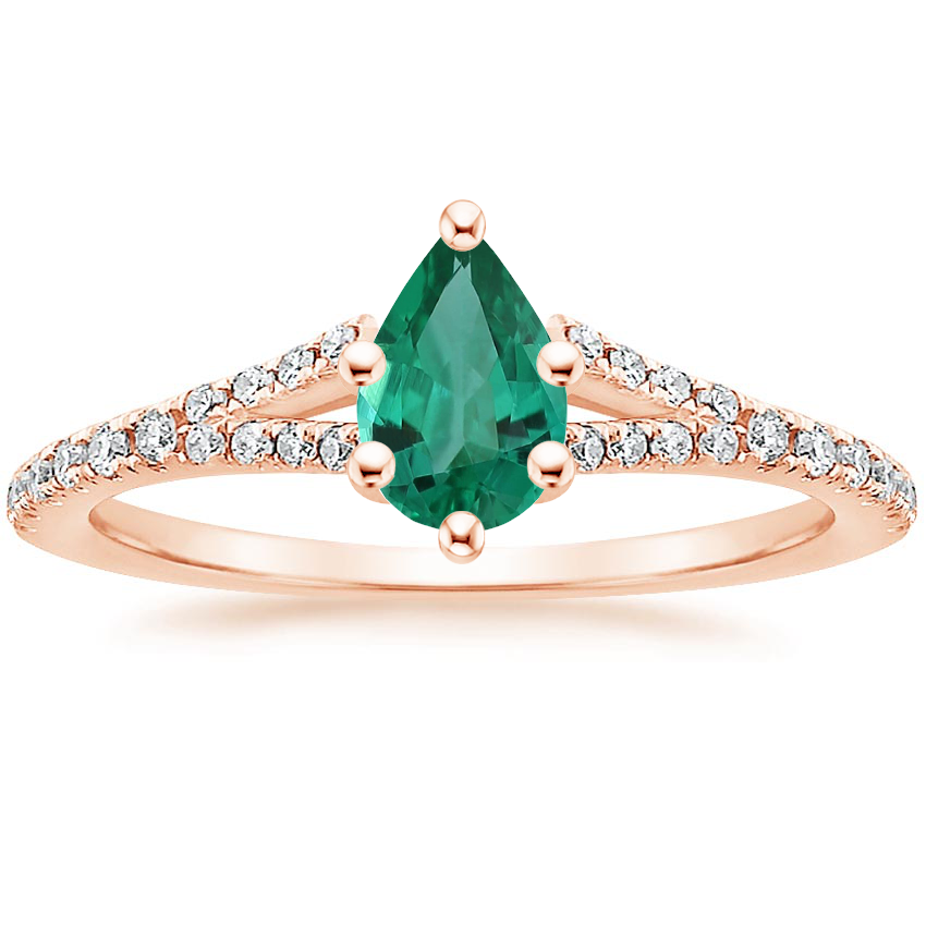 14K Rose Gold Flair Diamond Ring, large top view