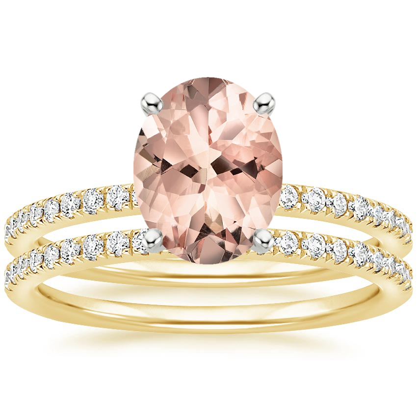 18KY Morganite Ballad Diamond Bridal Set (1/3 ct. tw.), top view