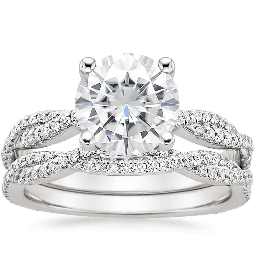 18KW Moissanite Petite Luxe Twisted Vine Bridal Set (1/2 ct. tw.), top view