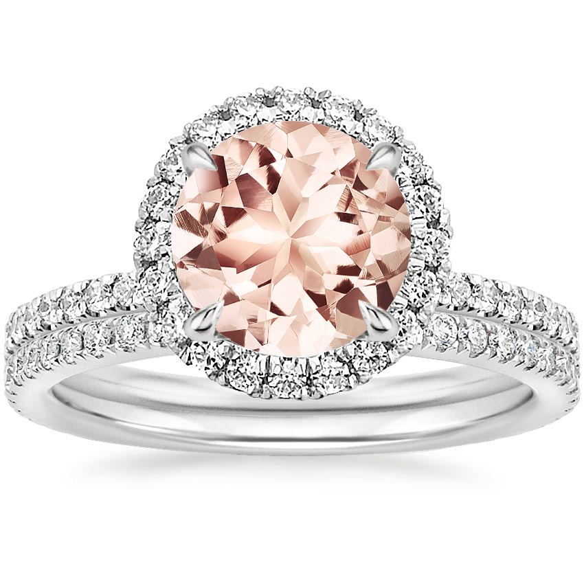 PT Morganite Waverly Diamond Bridal Set (2/3 ct. tw.), top view