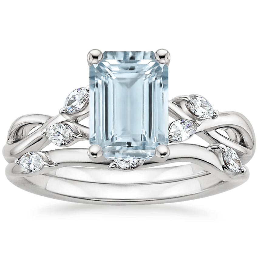 PT Aquamarine Willow Bridal Set (1/4 ct. tw.), top view