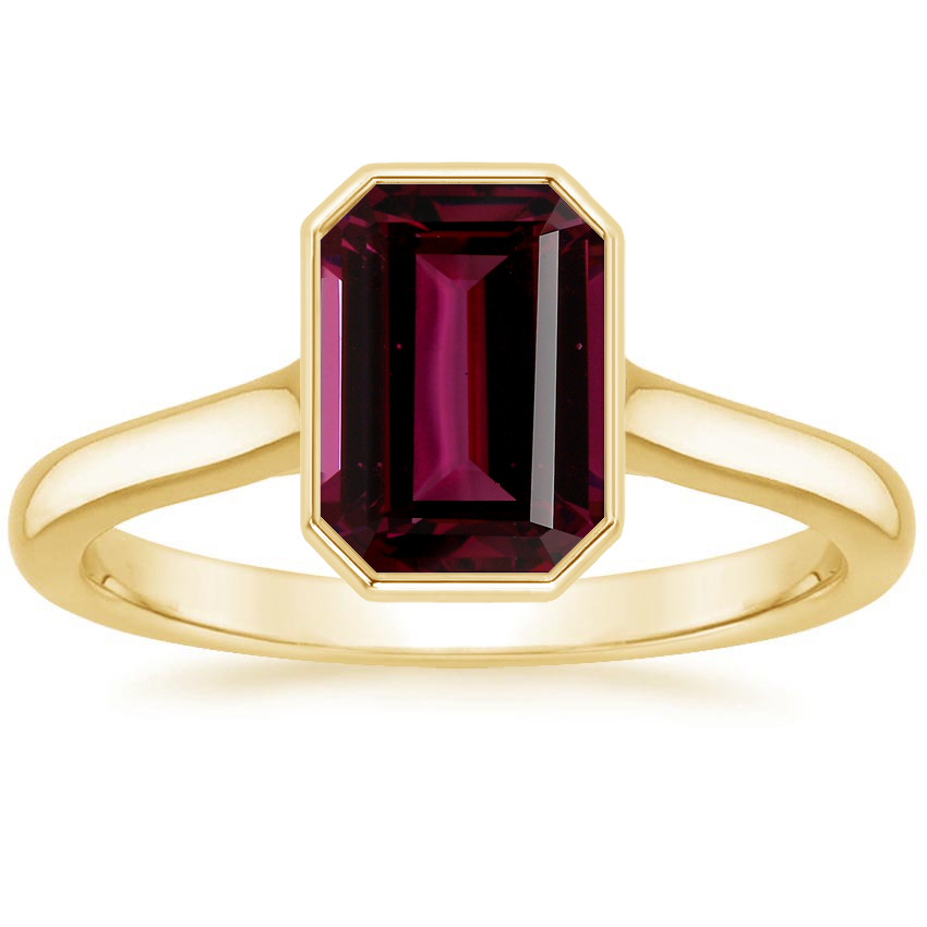 18K Yellow Gold Luna 2mm Bezel Ring, large top view