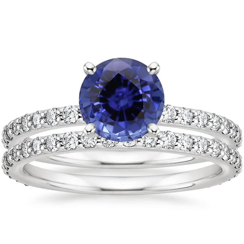18KW Sapphire Luxe Petite Shared Prong Diamond Bridal Set (3/4 ct. tw.), top view
