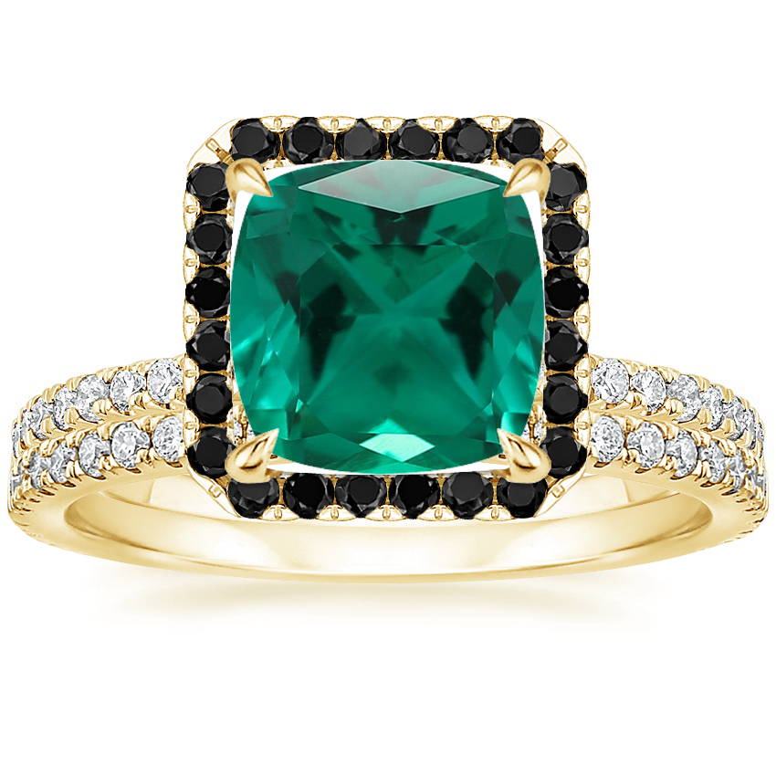 18K Yellow Gold Waverly Diamond Ring with Black Diamond Accents with Luxe Sia Diamond Open Ring (1/5 ct. tw.)
