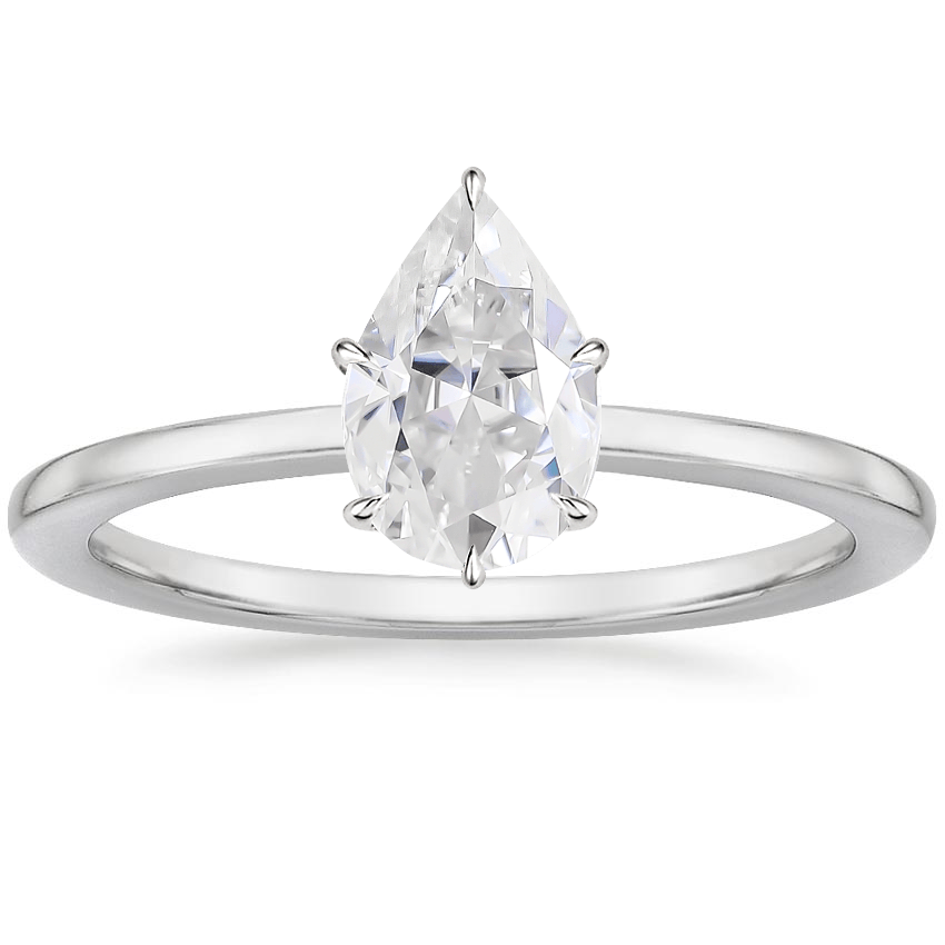 Moissanite Lumiere Diamond Ring in 18K White Gold