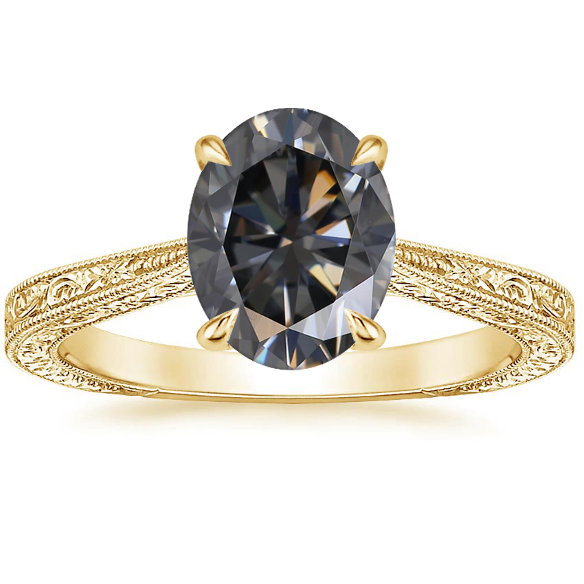 18K Yellow Gold Elsie Engraved Ring, large top view