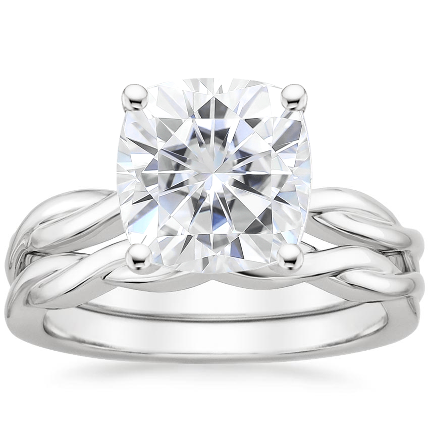 18KW Moissanite Twisted Vine Bridal Set, top view