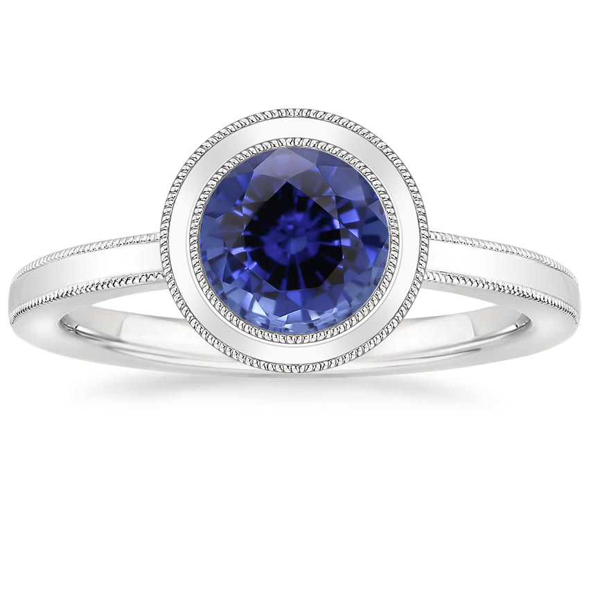 Sapphire Blair Bezel Ring in 18K White Gold
