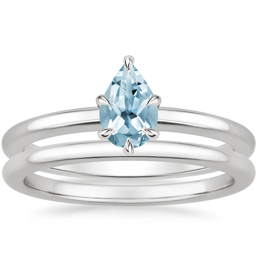 18KW Aquamarine Esme Bridal Set, top view