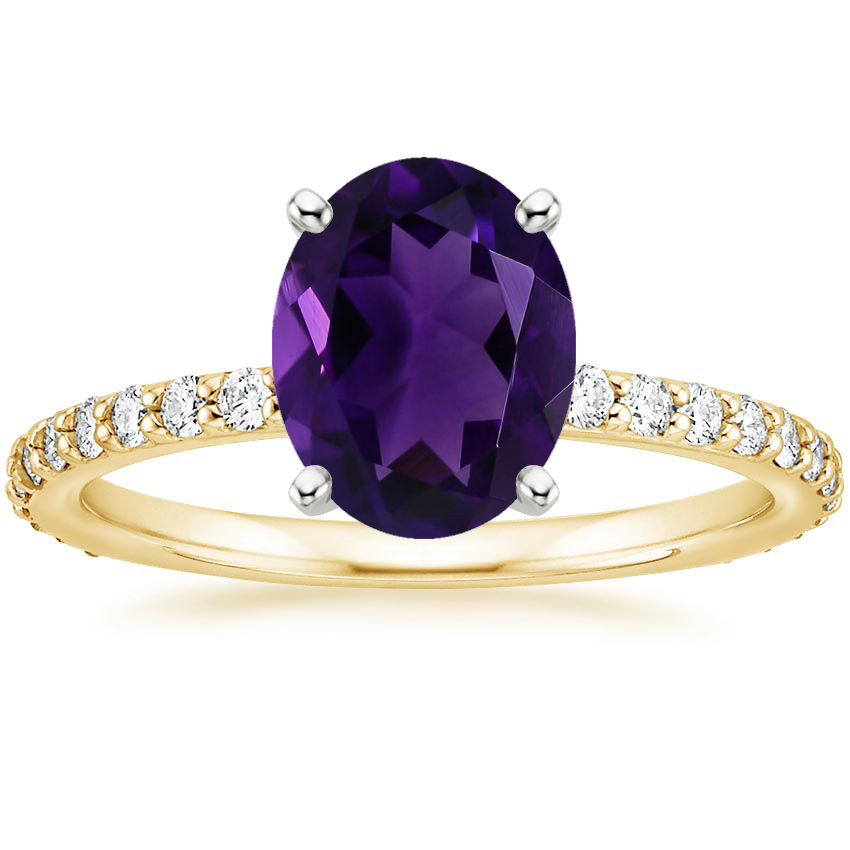 18K Yellow Gold Petite Shared Prong Three-Quarter Coverage Diamond Ring (1/3 ct. tw.), large top view