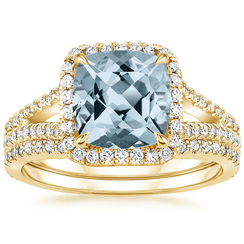 18KY Aquamarine Fortuna Diamond Bridal Set (2/3 ct. tw.), top view