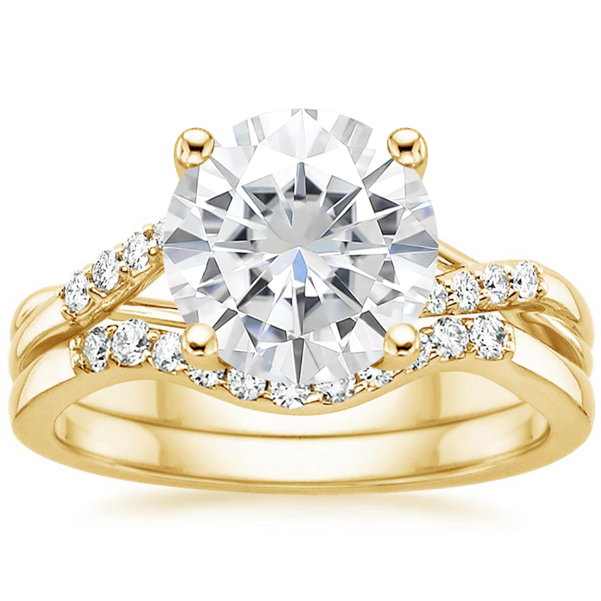 18KY Moissanite Chamise Diamond Bridal Set, top view