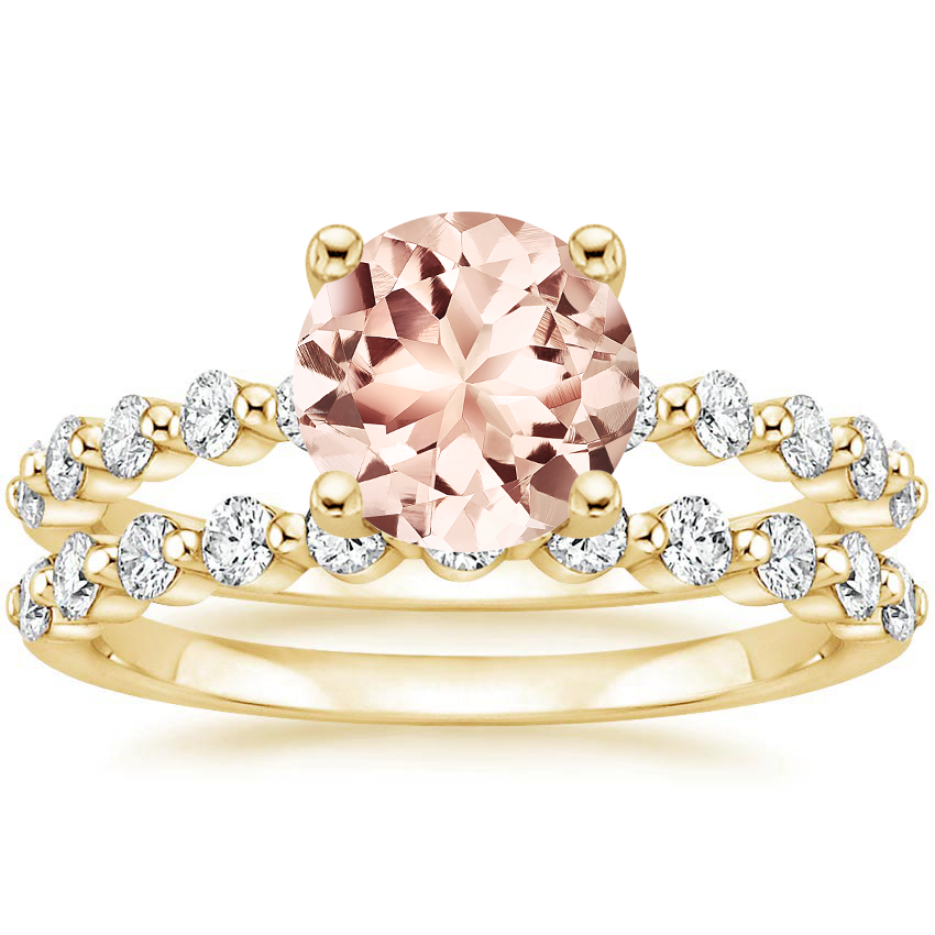18KY Morganite Marseille Diamond Bridal Set (1/2 ct. tw.), top view
