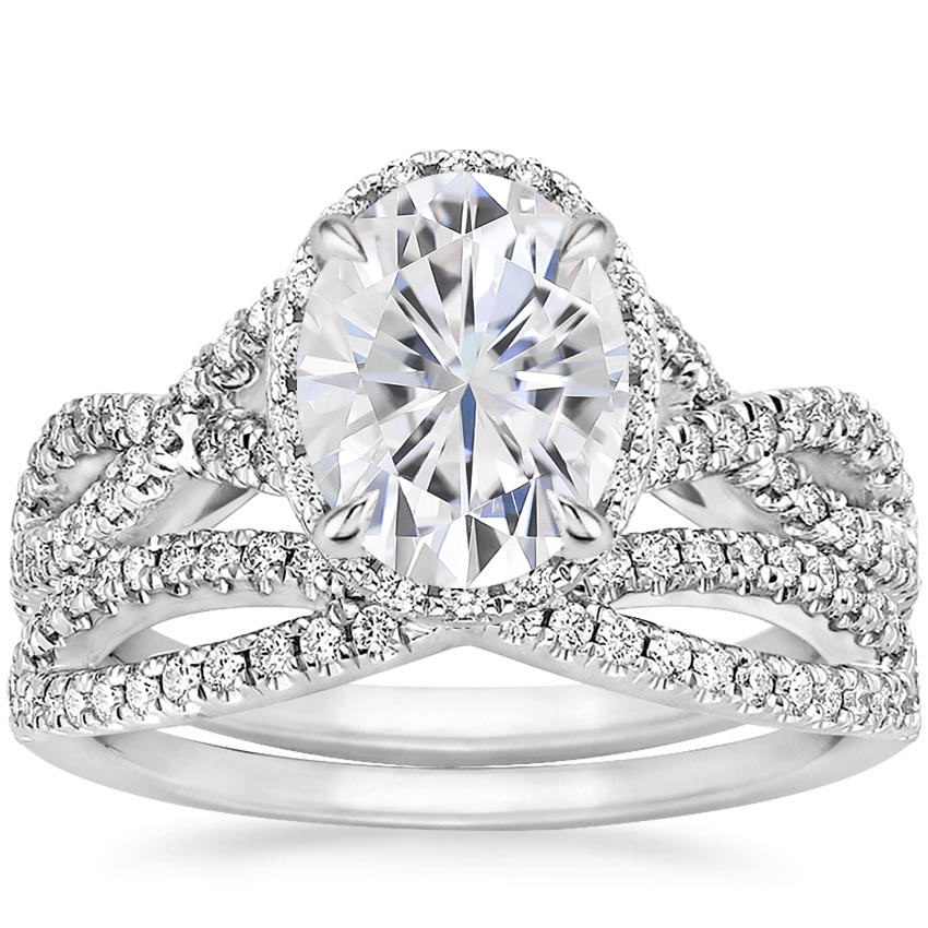 PT Moissanite Entwined Halo Diamond Bridal Set (1/2 ct. tw.), top view