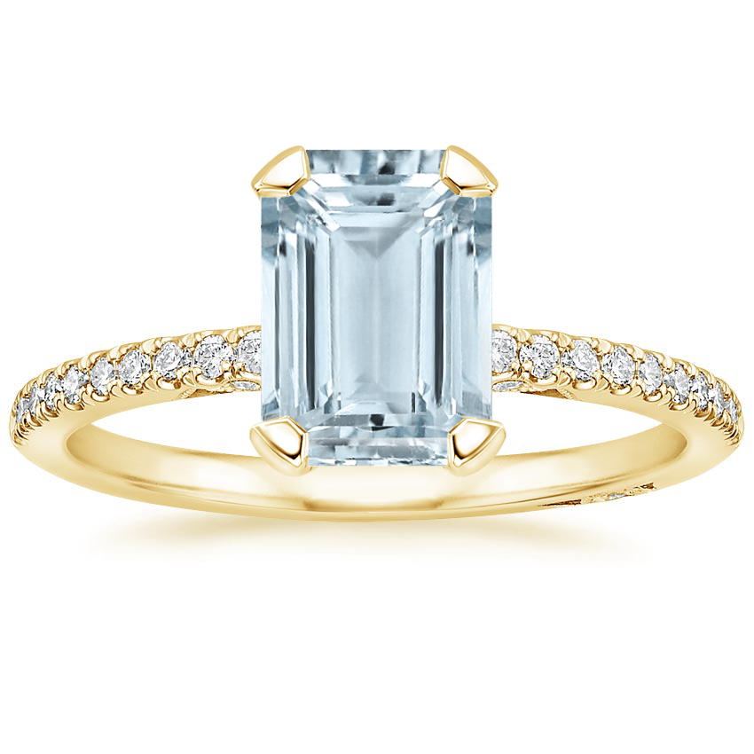 Yellow Gold Aquamarine Simply Tacori Classic Diamond Ring (1/5 ct. tw.)