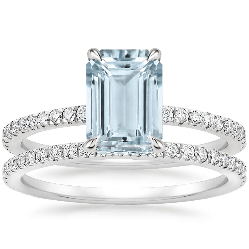 18KW Aquamarine Luxe Viviana Diamond Bridal Set (1/2 ct. tw.), top view