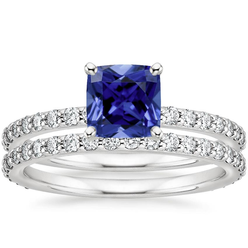 18KW Sapphire Luxe Petite Shared Prong Diamond Bridal Set (3/4 ct. tw.), top view