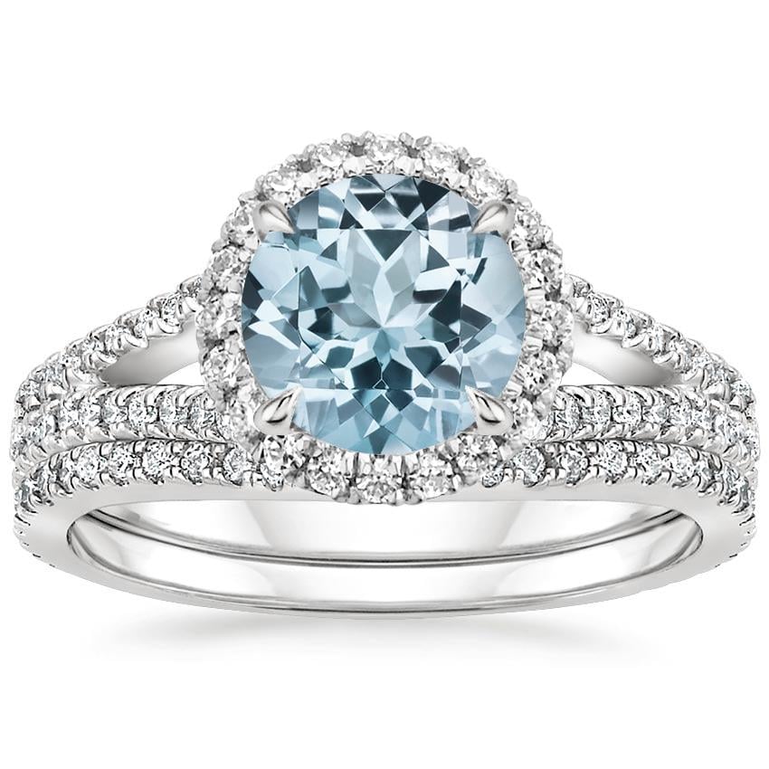 18KW Aquamarine Fortuna Diamond Bridal Set (2/3 ct. tw.), top view