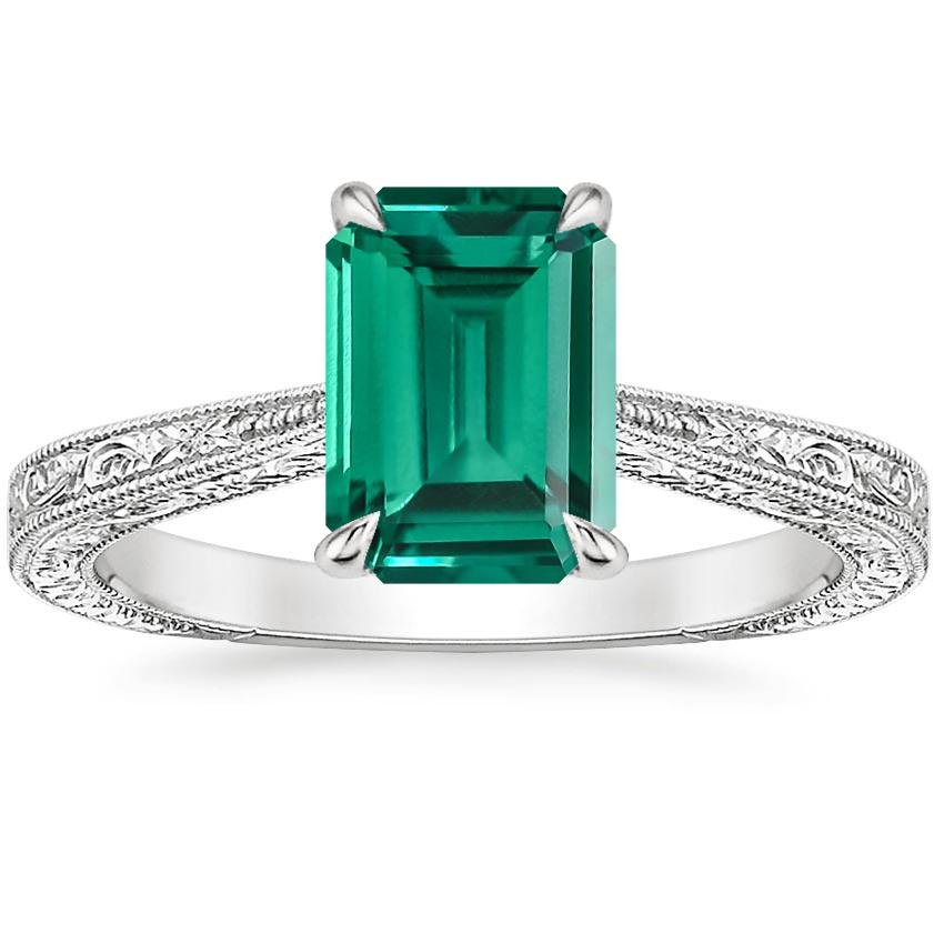 18K White Gold Elsie Engraved Ring, large top view