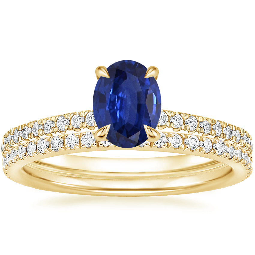14K Yellow Gold Petite Demi Diamond Ring (1/5 ct. tw.) with Luxe Ballad Diamond Ring (1/4 ct. tw.)