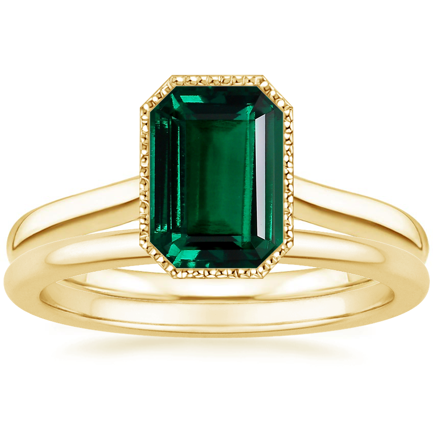 18K Yellow Gold Margot Ring with Petite Comfort Fit Wedding Ring