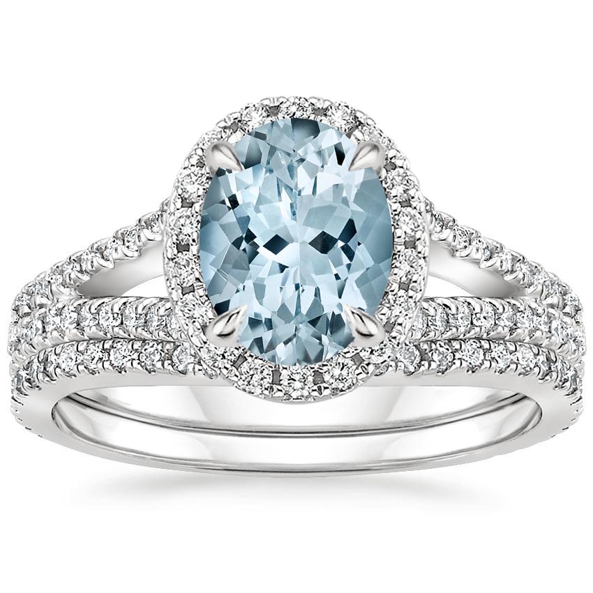 18KW Aquamarine Fortuna Diamond Bridal Set (2/3 ct. tw.), top view