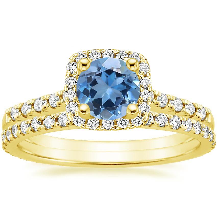 18K Yellow Gold Odessa Diamond Ring (1/4 ct. tw.) with Sonora Eternity Diamond Ring (3/8 ct. tw.)