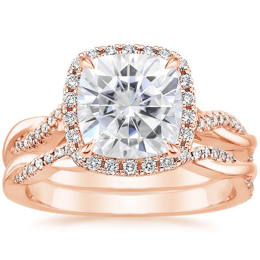 14KR Moissanite Petite Twisted Vine Halo Diamond Bridal Set (1/3 ct. tw.), top view