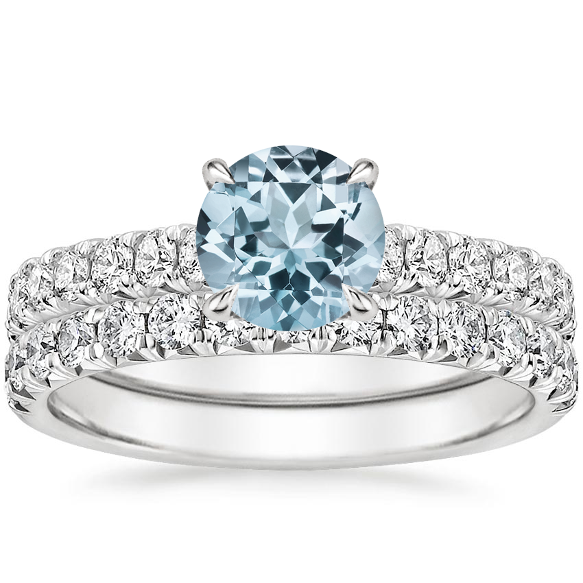 PT Aquamarine Sienna Diamond Bridal Set (7/8 ct. tw.), top view