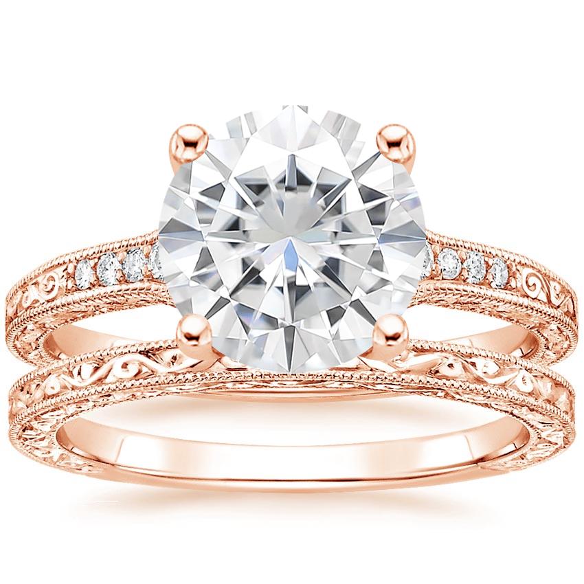 14KR Moissanite Luxe Hudson Diamond Bridal Set, top view