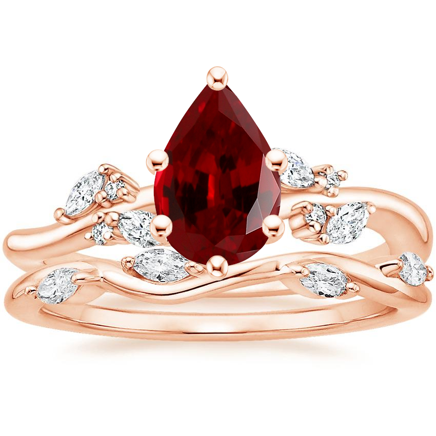 14K Rose Gold Arden Diamond Ring with Winding Willow Diamond Ring (1/8 ct. tw.)