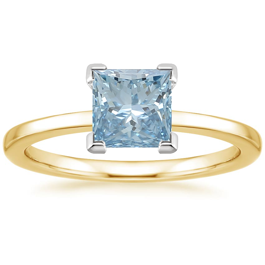18K Yellow Gold Petite Quattro Solitaire Ring, large top view