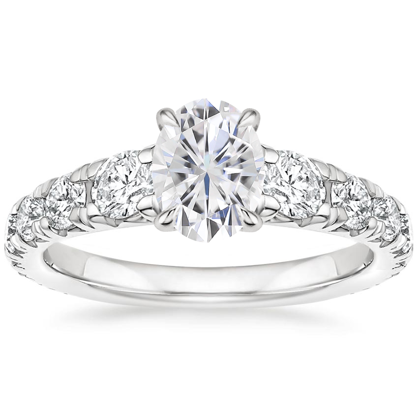 Moissanite Tapered Luxe Sienna Diamond Ring in 18K White Gold