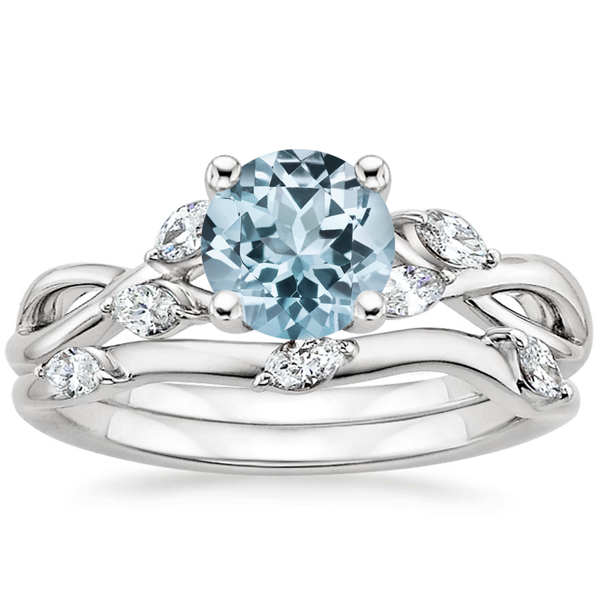 PT Aquamarine Willow Bridal Set (1/4 ct. tw.), top view