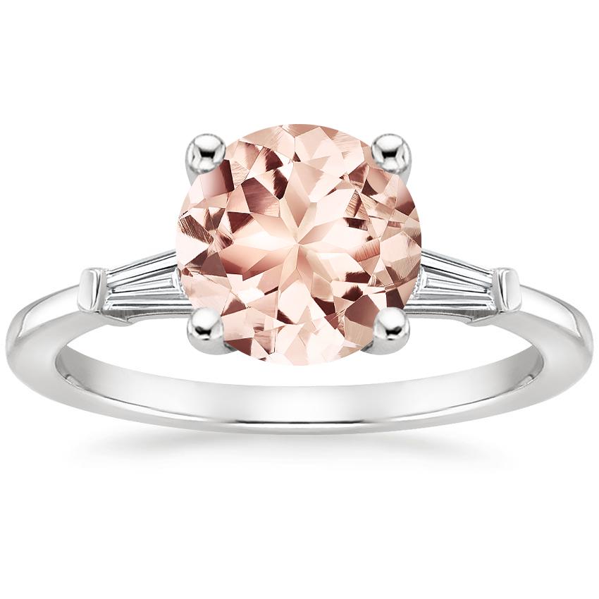 Morganite Tapered Baguette Diamond Ring 