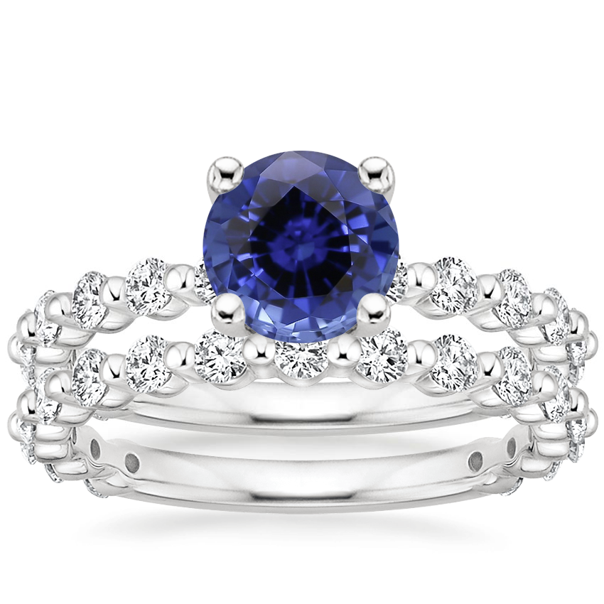 18KW Sapphire Luxe Marseille Diamond Bridal Set, top view