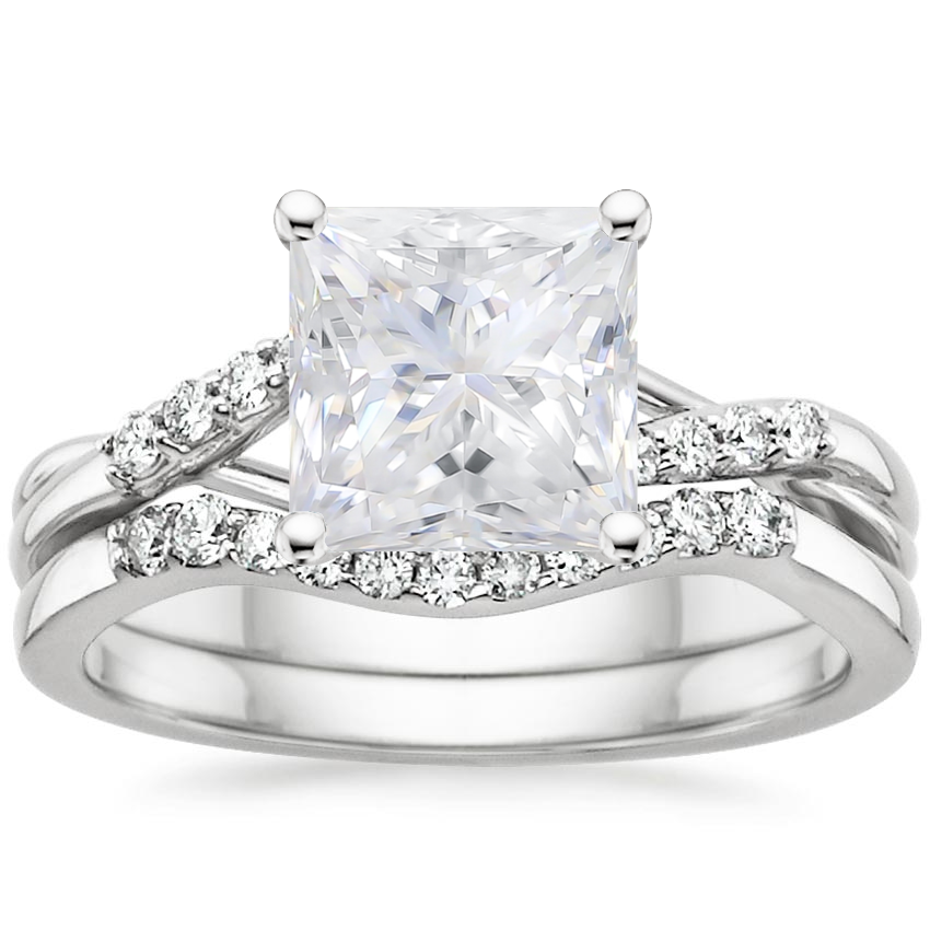 18KW Moissanite Chamise Diamond Bridal Set, top view