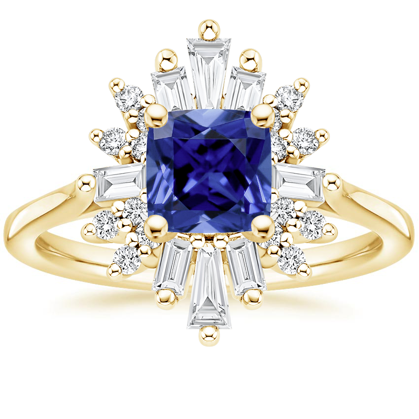Yellow Gold Sapphire Arabesque Diamond Ring (1/2 ct. tw.)