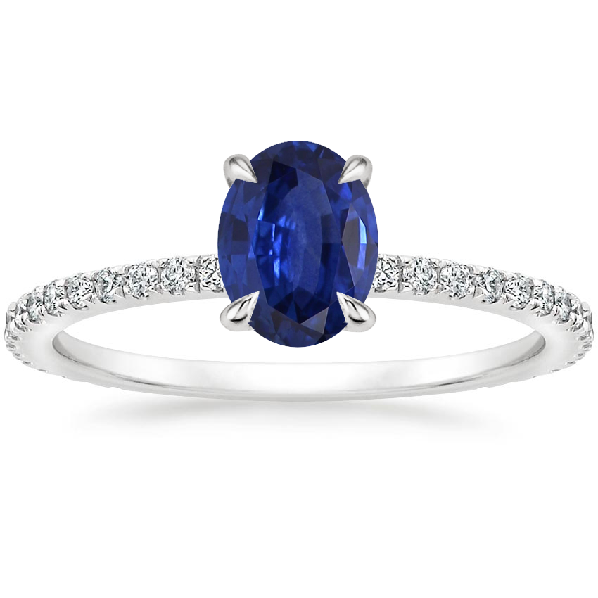 Sapphire Demi Diamond Ring with Sapphire Accents (1/4 ct. tw.) in 18K White Gold
