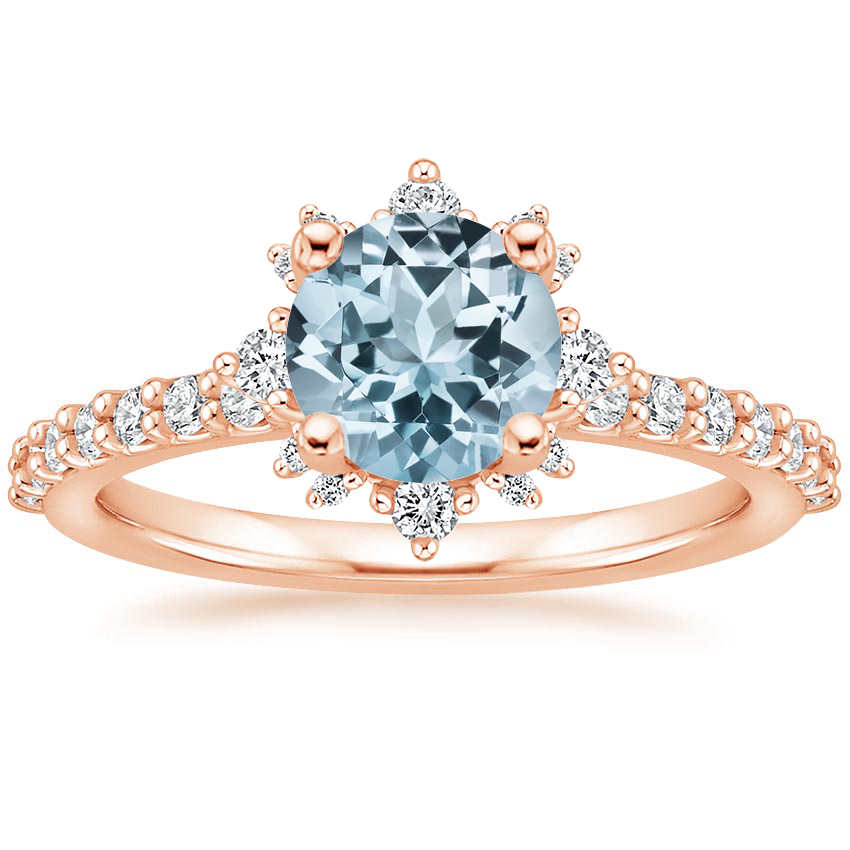 Rose Gold Aquamarine Arabella Diamond Ring (1/3 ct. tw.)