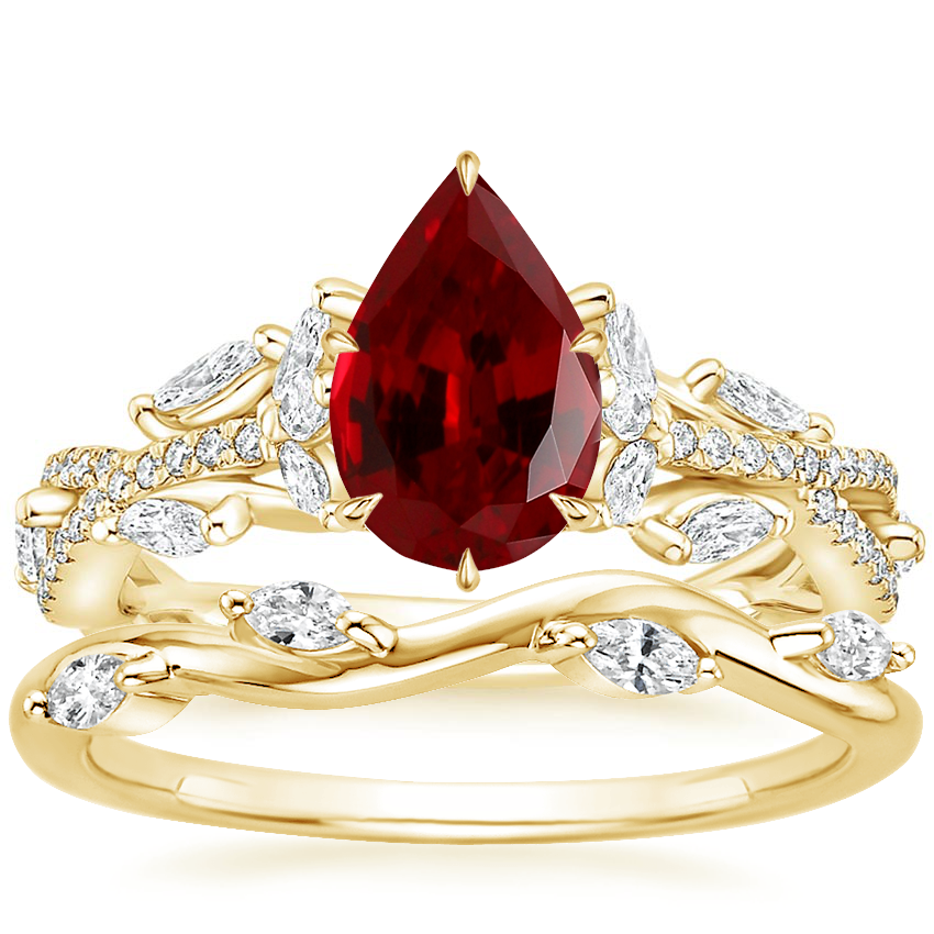 18K Yellow Gold Luxe Secret Garden Diamond Ring (3/4 ct. tw.) with Winding Willow Diamond Ring